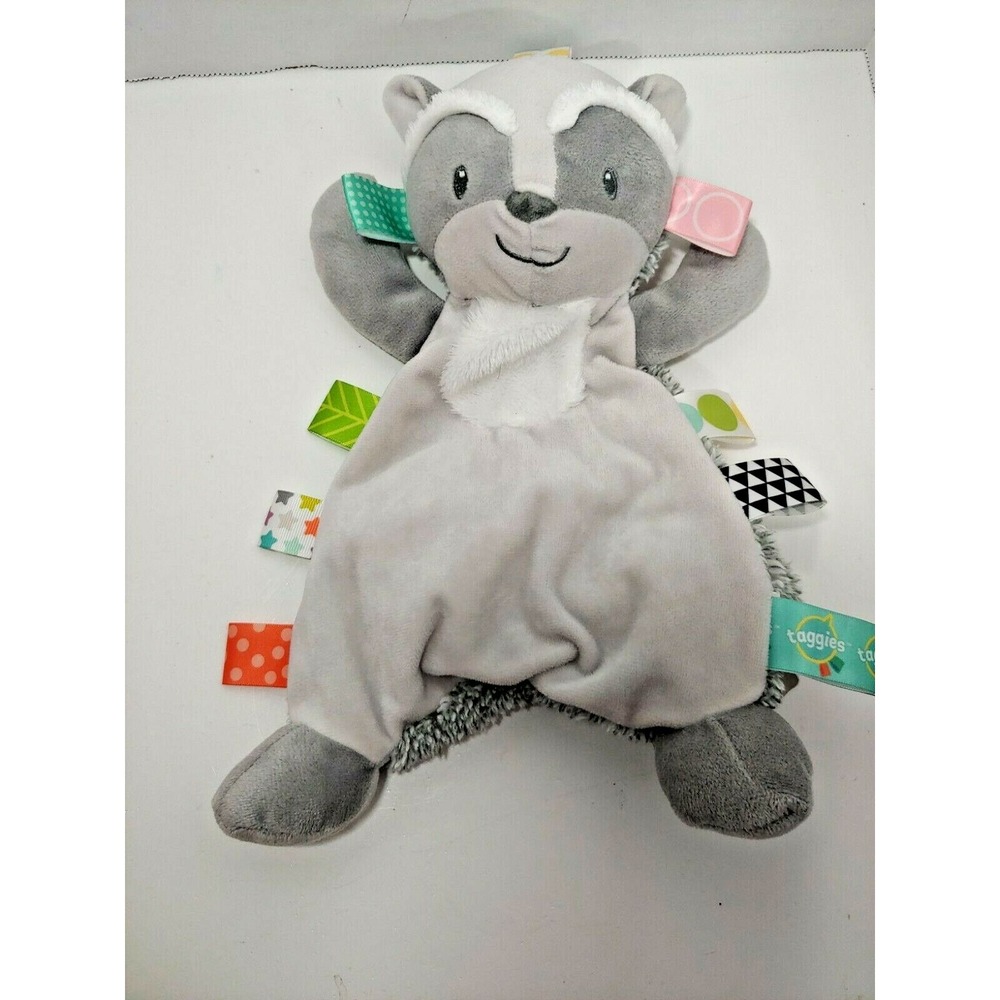 Taggies Harley raccoon gray plush security blanket baby toy lovey